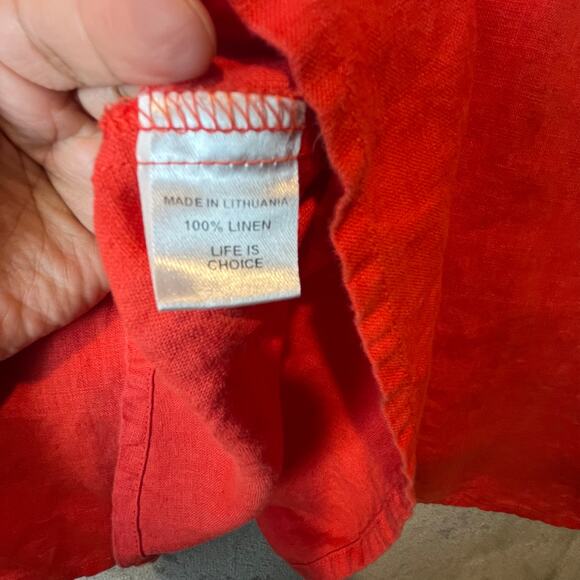 FLAX 100% Linen Boxy Tee Red Minimalist Oversized Lagenlook Top Size Large - Picture 6 of 6